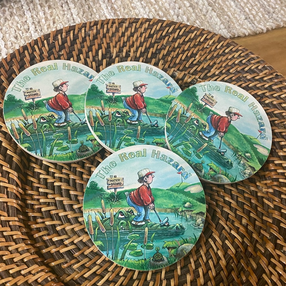 Set of four whimsical coasters signed by Gary Patterson
